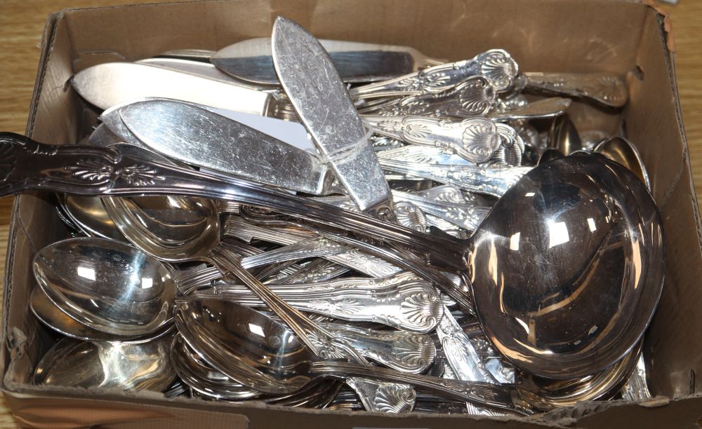 A part service of plated Kings pattern flatware, etc.